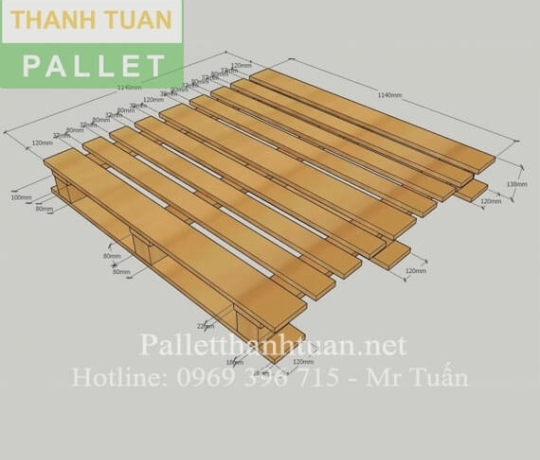 Pallet Gỗ Đóng Theo Mẫu 1140x1140x138mm Từ Gỗ Tràm